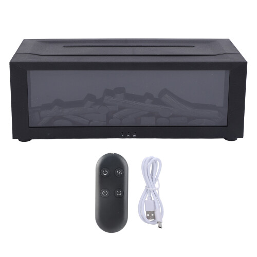 3D Flame Fireplace Humidifier 26cm Black with Remote & Timer 2
