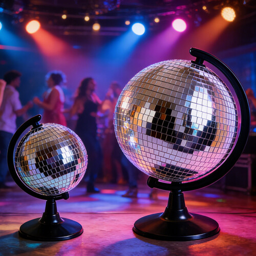 Silberne Disco-Kugel-Globus-Statuen,-Silber L 2