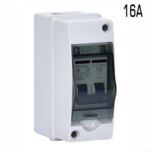 Solar PV Combiner Box DC Circuit Breaker 16A 12-500V 2