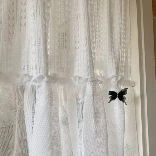 Lace Sheer Kitchen Valance Curtain 24 Inch Leaf Embroidered 1