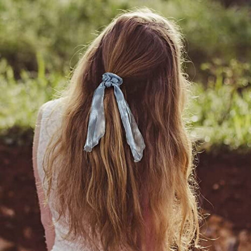 Elásticos de cabelo com laço em cetim de seda, 6 peças 1