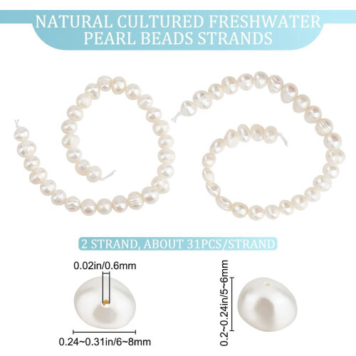 Perle barocche naturali d'acqua dolce, 6 mm, 62 pezzi 1