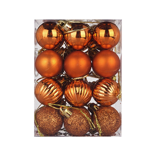 30mm Orange Plastic Christmas Baubles, 24-Pack 2