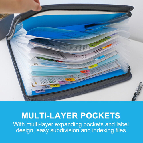 Soimiss Zipper Expandable Folder Document Organizer Plastic Black 1Set for Professionals 1