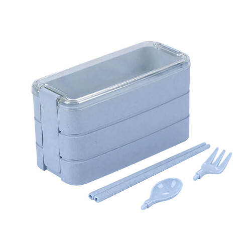 Set di 3 contenitori bento impilabili e a prova di perdite con posate. 1