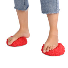 2Pcs Red Yoga Half Ball PVC Balance Pods for Fitness & Flexibility (15.9*7.7cm)