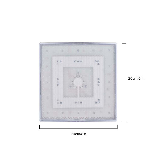 Square LED Rainfall Shower Head 8in RGB Color Change Temperature Sensor
