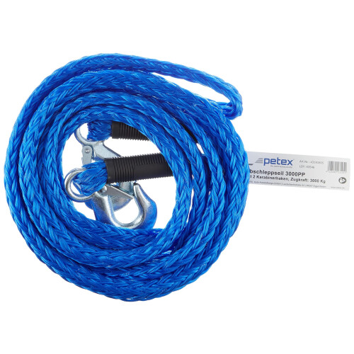 Petex 43191805 Tow Rope, 3000 Blue Design with 2 Snap Hooks, Pull: 3000 kg 2