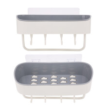 Punch-Free Bathroom Shelf Organizer, Beige, 27x14cm