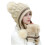 Conjunto de gorro e luvas de tricô feminino com pompom. 2