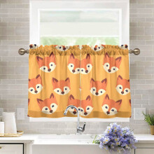 Fox Face Orange Kitchen Curtains Half Tier 27"x36"