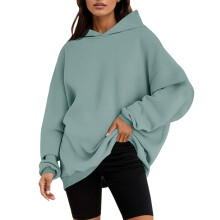 Damen-Hoodie, weicher, dehnbarer Pullover, Mintgrün, XL