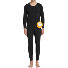 Thermal Underwear for Men - Thermal Underwear for Women Set, Stretchable Warm Leggings Two Piece Sets, Black, Size L