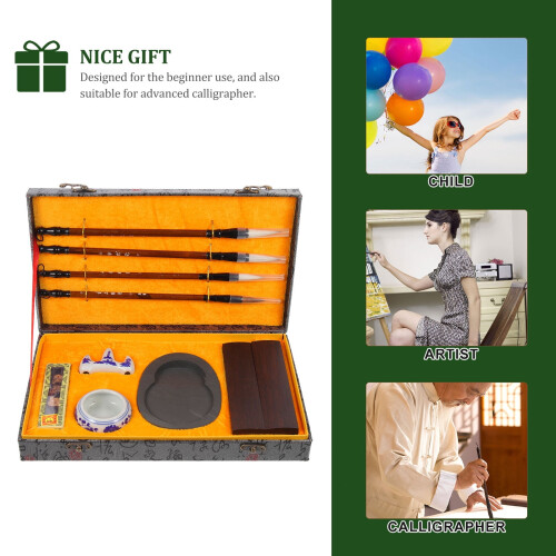 Set per calligrafia cinese portatile con pennello e pietra 2