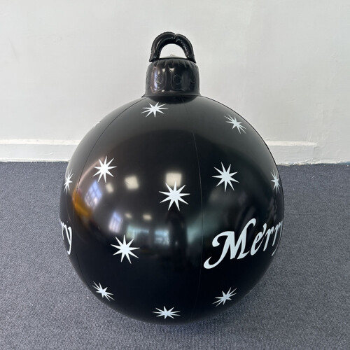 Zwarte PVC-kerstbal met glitter, 60 cm 2