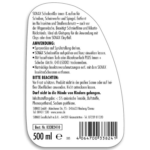 Sonax 338.241 Clear Glass Cleaner 500ml 1