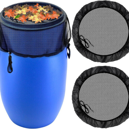 Rain Barrel Mesh Cover with Drawstring – Adjustable Leaf Debris Filter, Durable Polyester Netting for Outdoor Water Collection Tanks 2