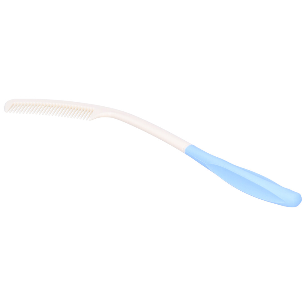 Blue/White Extended Handle Comb For Elderly & Disabled Ergonomic Curved Design Easy Grip