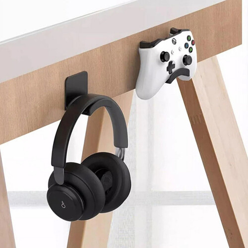 Wandgemonteerde hoofdtelefoonstandaard voor gamecontrollers en 1
