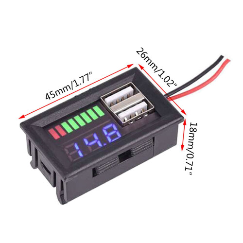 Dobbeltporte 2.4A USB-biloplader Digital LED-voltmeter Spændingsmåler 1