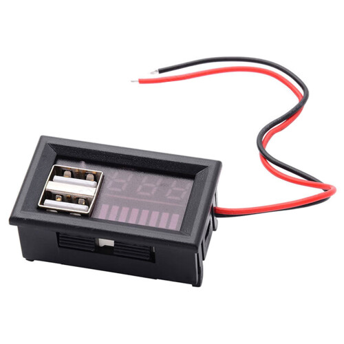 Dobbeltporte 2.4A USB-biloplader Digital LED-voltmeter Spændingsmåler 2