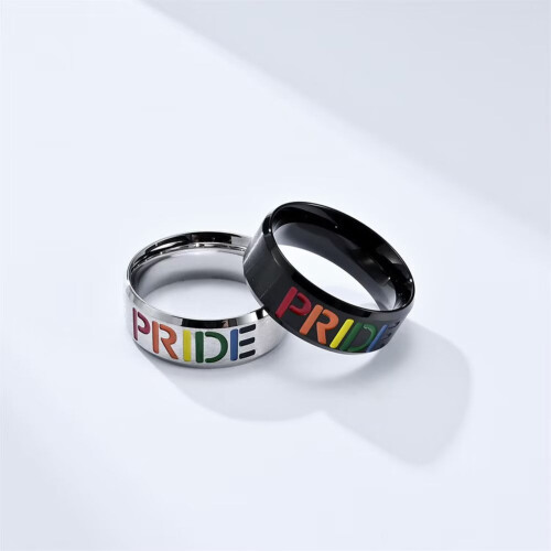 Rainbow Pride Ring Rostfritt Stål HBT-vigselring Storlek 13 2