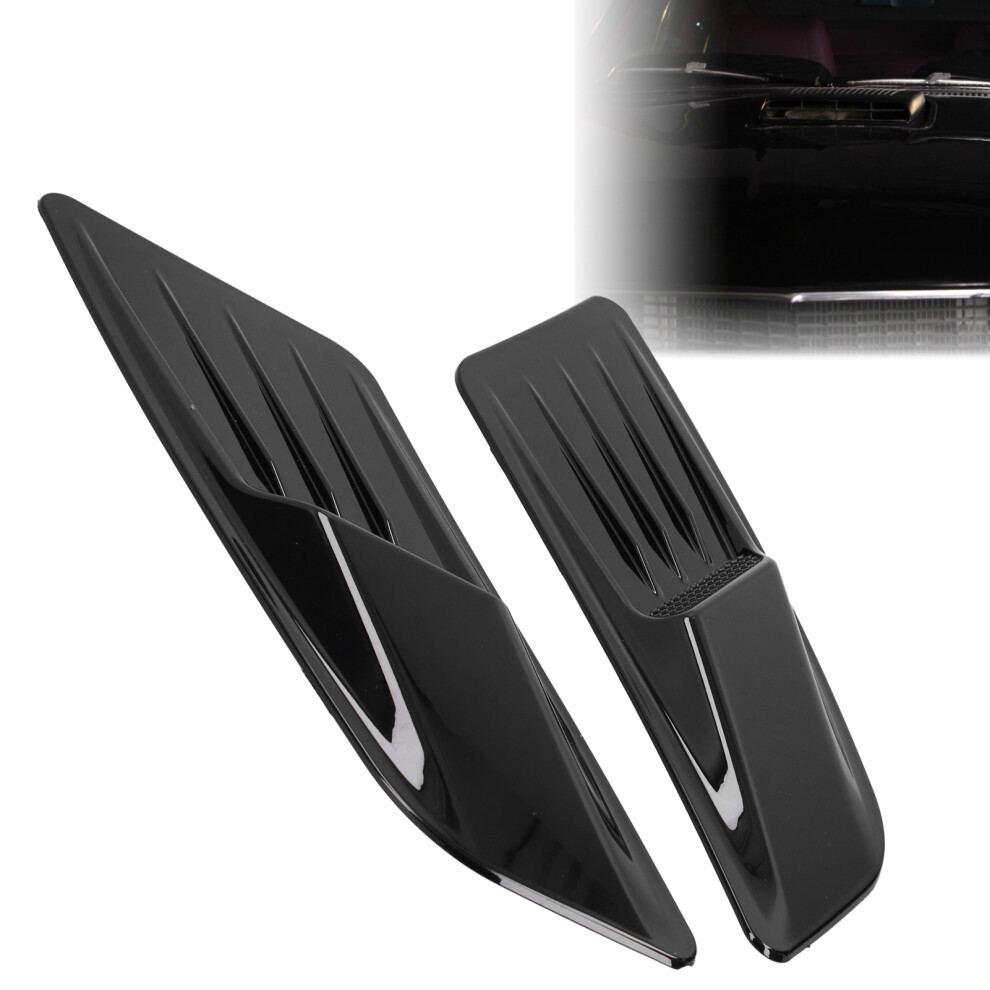 2Pcs Glossy Front Hood Air Vent Cover Trim For 2015-2017 Ford Mustang Black 7901391979834