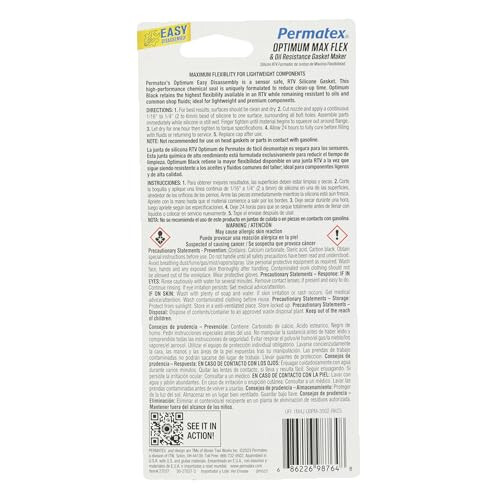 Permatex 27037 Optimum Black Gasket Maker 3.35 oz, 1 Pack 1