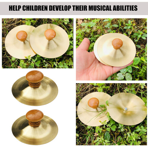 Supvox2Pcs Crash Cymbals για παιδιά σε χρυσό μέταλλο κατάλληλο για σκηνικές εμφανίσεις 2