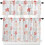 Red Orange Coastal Kitchen Curtains with Valances 24 inch 2
