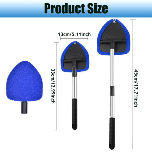 Car Windscreen Cleaner Car Window Cleaner with Extendable Long Handle and 4 Washable Reusable Microfiber Pads, Windshield Cleaning Tool, Auto Interior 1
