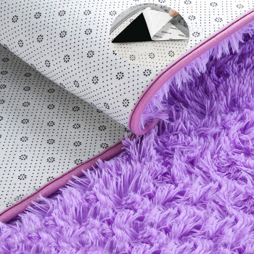 Purple Soft Shaggy Area Rug Rectangular 31 x 63 Inches 1