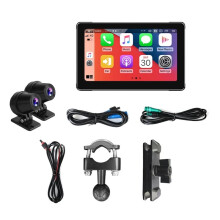 7-Inch Draagbare Motorfiets Navigatiemonitor IPX8 Waterdicht voor CarPlay voor Android Auto Draadloos Display