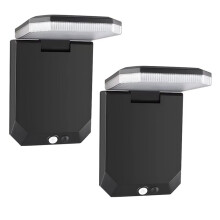 2 Stuks LED-Wandlampen op Zonne- voor Buiten met 3 Standen, Waterdichte Bewegingssensor, Beveiligingsverlichting, Straatverlichting en Patio