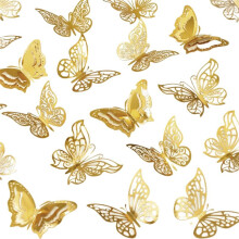 96 Pcs Butterfly Wall Decorations - 3D Metallic Stickers for Parties, Weddings & Room Decor Gold