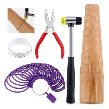 5Pcs Jewelry Tool Set Including Rubber Hammer, Wooden Bracelet Sizing Bangle Mandrel, Jewelry Pliers, for Jewelry Making
