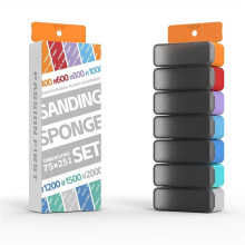 New Washable Sponge Sandpaper Set with Storage Box, 42 Pieces, 400-2000 Grit, 75x25mm, 3mm-10mm Thick