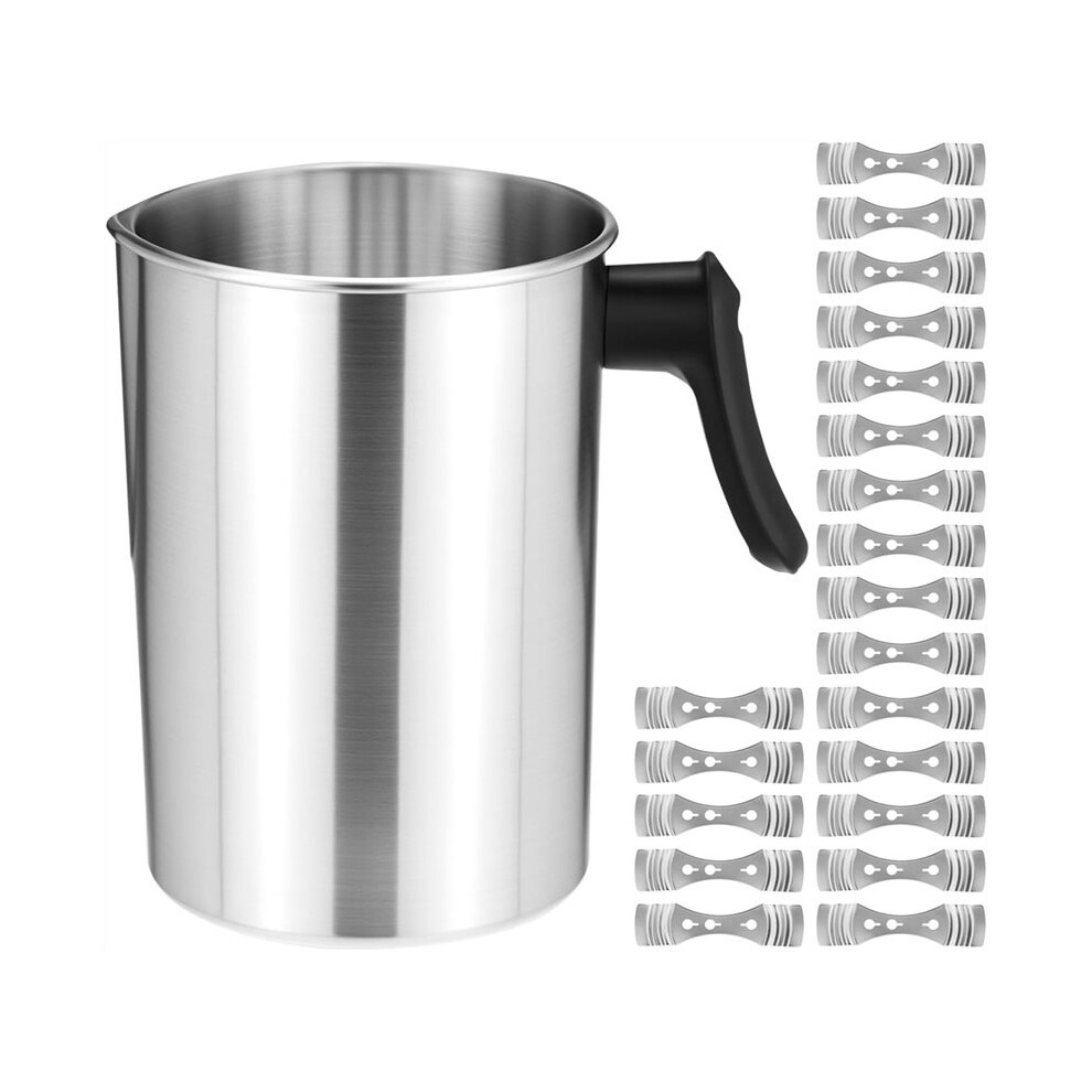 4-Pound Capacity Aluminum Wax Melting Pot With 20 Pcs Metal Candle Wick Holders, For Candle Making 6031817369305