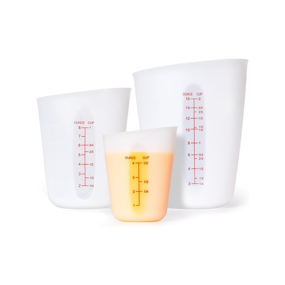Saudism 3 Pcs Silicone Measuring Cup Sets Squeeze Pour Liquid Measuring Cups Flexible Chocolate Melting Cup