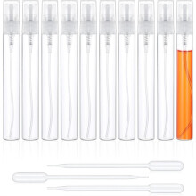 10 Pack Bottles, 10ml Refillable Perfume with 3 Transfer Pipettes, Plastic Portable