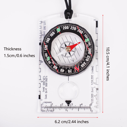 4 Pcs Outdoor Compass with Adjustable Declination,Magnifier,Ruler,Scale. Multifunctional Orienteering Waterproof Compass for Map Reading, Navigation, 2