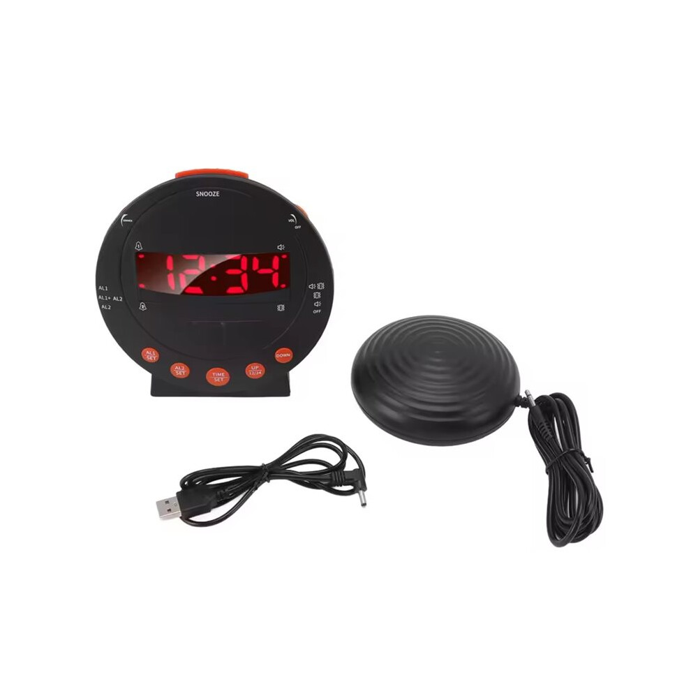 Brecantia Vibrating Alarm Clock With 110 Decibels Red Flashing Light And Super Shaker For Students And Elders