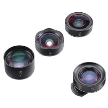 Kit de Lentes para Teléfono 4 en 1: Gran Angular, Macro, Ojo de Pez y Teleobjetivo HD Sin Distorsión para Todos los Smartphones