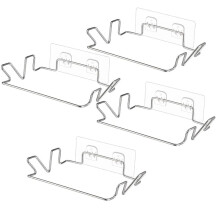 4 Pcs Stainless Steel Trash Bag Holder for Kitchen Cabinet Door and Cupboards with Wall Sticker Base Portable Bag Holder