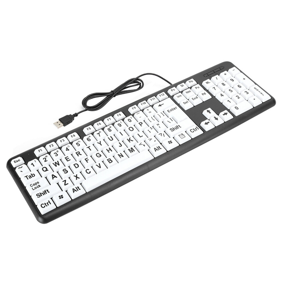 104-Key Wired Low Vision Usb Keyboard For Elderly, Large Print Black 6911392326590