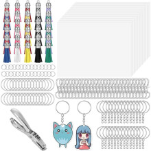 172Pcs Shrinky-Dink Keychain Kit with Chain, Key Ring, Jump Rings and Hole Punch, Keychains Accessories for DIY Crafting