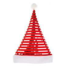 Santa Hat Unisex Classic Headwear Cute Striped Velvet Santa Hats Adult with White Trim for Women Men Holiday A