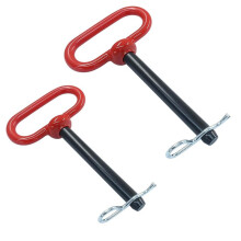 2-Teiliges Hochleistungs-Anhängerkupplungsstift- und Clip-Set, 1/2" X 4" Gummibeschichtete Abschleppstifte mit Rotem Griff für Traktoren, LKWs,