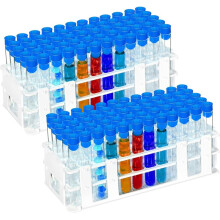 120 Stuks Plastic Reageerbuizen met Rekset 16 X 100 mm Reageerbuis met Doppen en 60 Gaten voor Wetenschappelijk Experiment