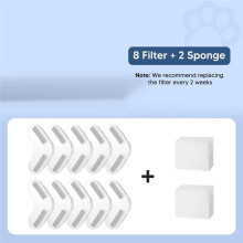 Dog Water Fountain Filters 8 Packs Filters & 2 Pack Sponge Foam Filters for 2.1GAL/8L/270oz Large Dog Water Fountain